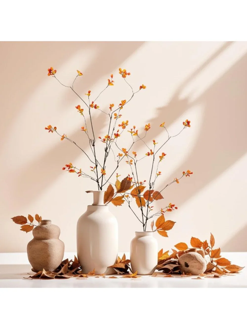 4pcs 47.5” Fall Faux Ficus Branches - Autumn Greenery for Home Decor
